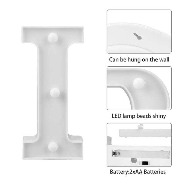 Lámpara 3D 26 Letras Alfabeto LED Marquee Sign Light Interior Wall Hang Night Lamp (I Tmvgtek Para estrenar
