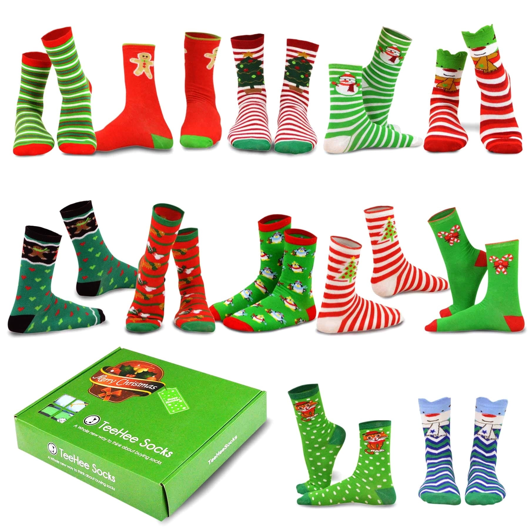 Teehee Socks Christmas Holiday 12 Pack Gift For Women Teehee Socks Christmas Holiday 12 Pack Gift For Women With Box