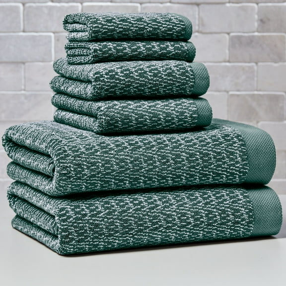 Better Homes & Gardens Signature Soft Cotton Melange 6 Piece Bath Towel Set,Nimbus Blue
