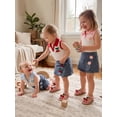 thumbnail image 5 of BemeyourBBs Toddler Baby Girl Summer Clothes Kids Baby Girl 2 Piece Cherry Denim Outfits Cherry Decor Lapel V-Neck Tank Vest Tops Jeans Denim Shorts Skirt Skorts Set, 5 of 9
