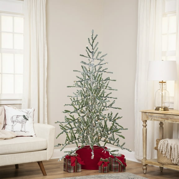 Northlight 5' Prelit Artificial Christmas Tree Flocked Alpine Twig - Warm White Lights