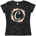 thumbnail image 3 of Inktastic C Monogram Alphabet Letter Rose Floral Wreath Women's T-Shirt, 3 of 5