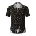 thumbnail image 2 of Daiia Spiderweb Bats And A Spider Pattern Men’s Polo Shirts,Solid Deck Shirt,Classic Fit, Breathable Cotton Polo for Casual and Sport Wear-Medium, 2 of 7