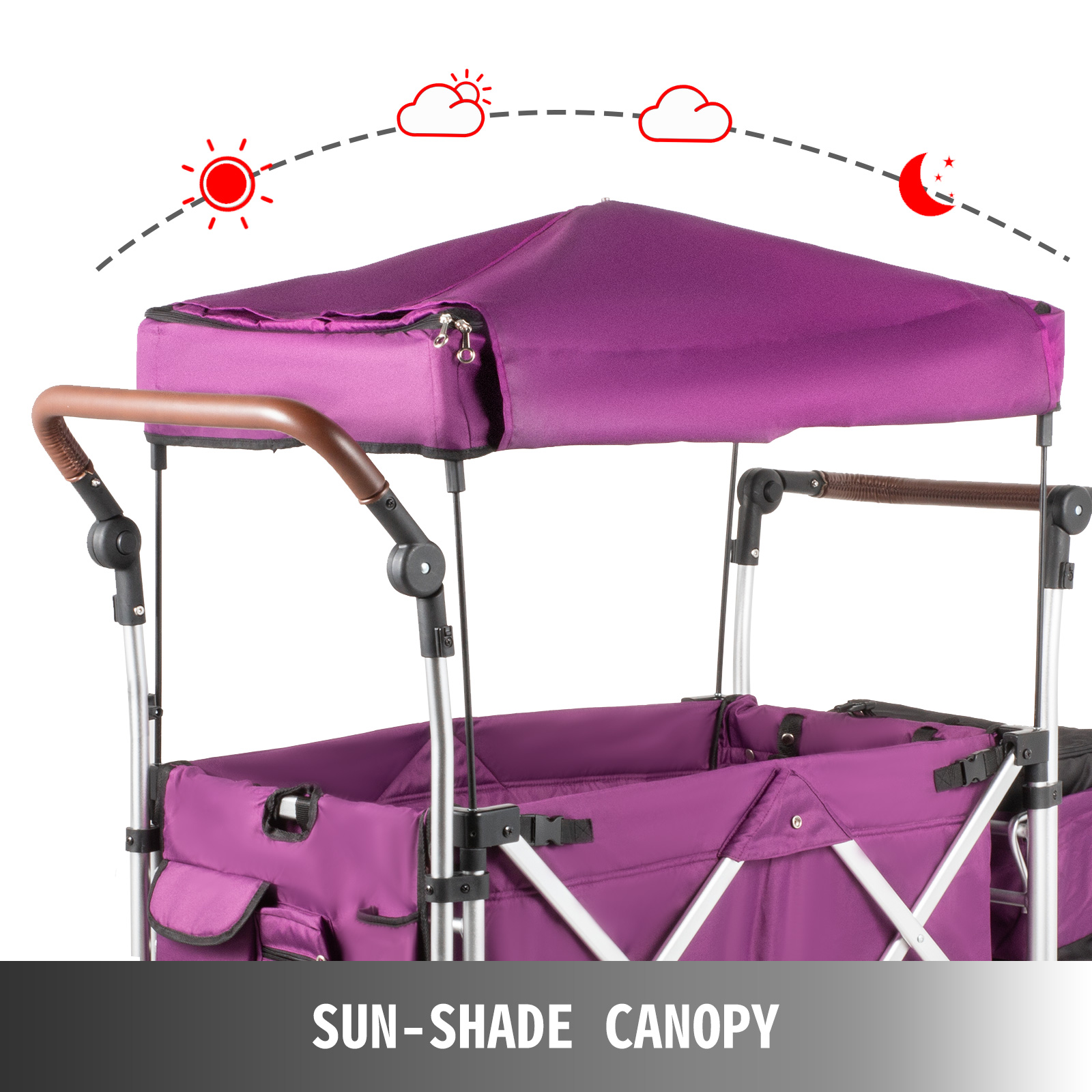 vevor stroller wagon 2 passengers push wagon folding wagon with canopy