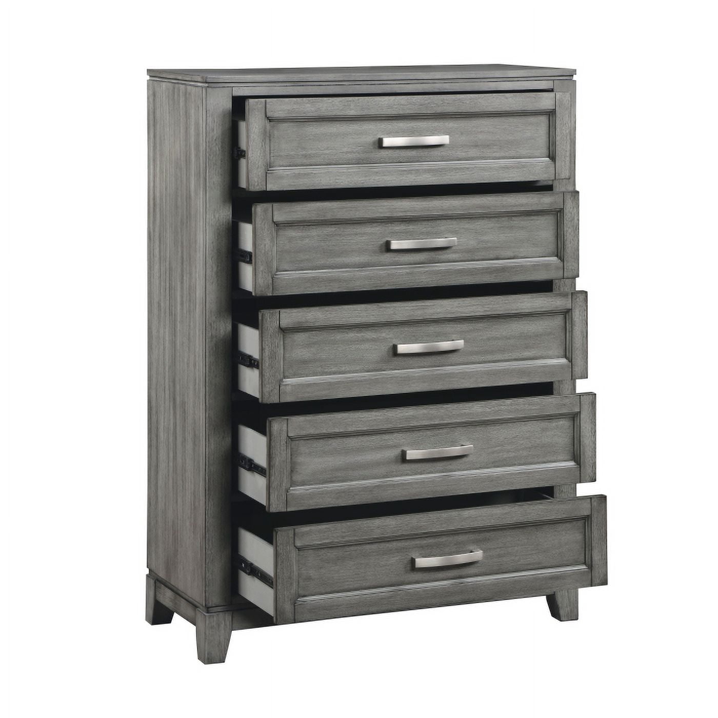 Garretson Collection Chest with Gray Okume Veneer and Metal Bar Hardware