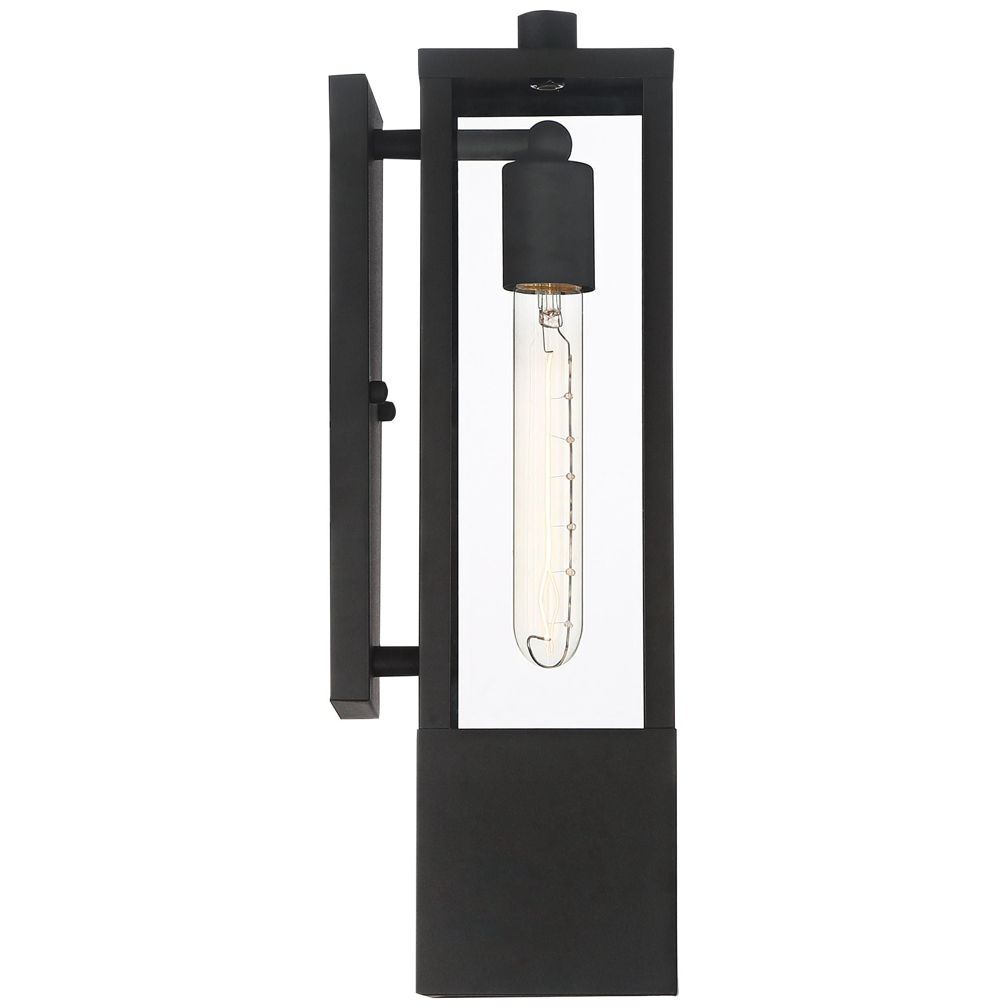 Possini Euro Design Berk Modern Outdoor Wall Light Fixtures Set of 2 Textured Black Gold Metal 16" Clear Glass for Post Exterior Barn