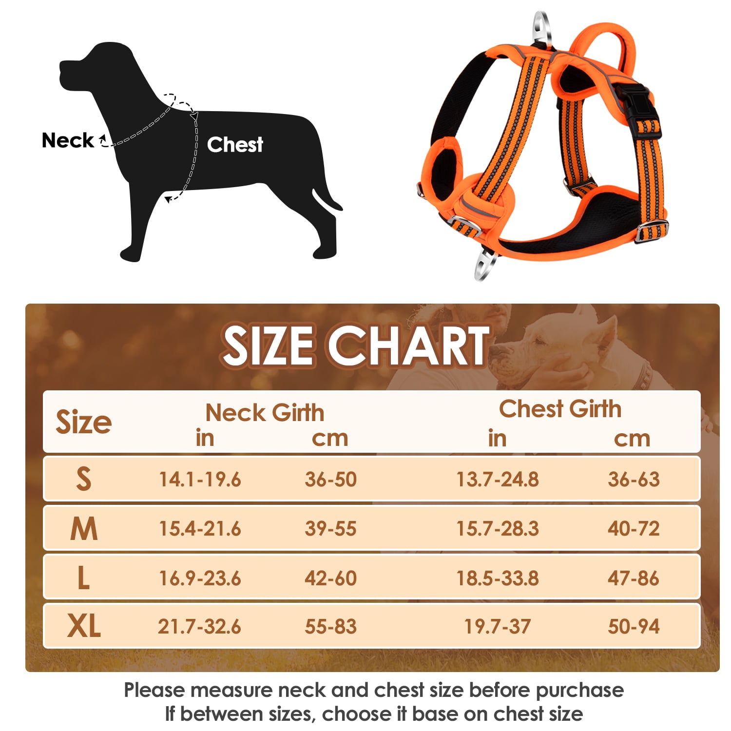 AUTOWT No Pull Dog Harness - Heavy Duty, No Choke Design with 2 Leash Clips & Adjustable Padded Vest