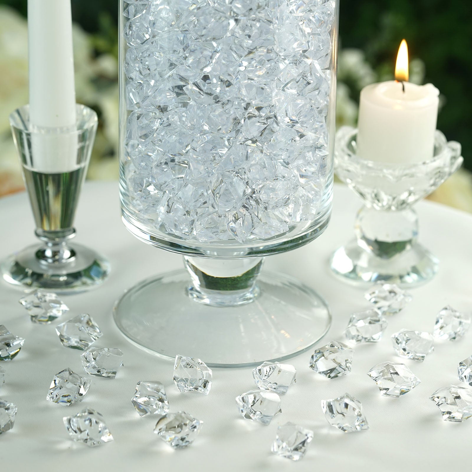 Efavormart 300 pcs CLEAR Large Acrylic Ice Crystals Vase Fillers Table Scatters Decorations For