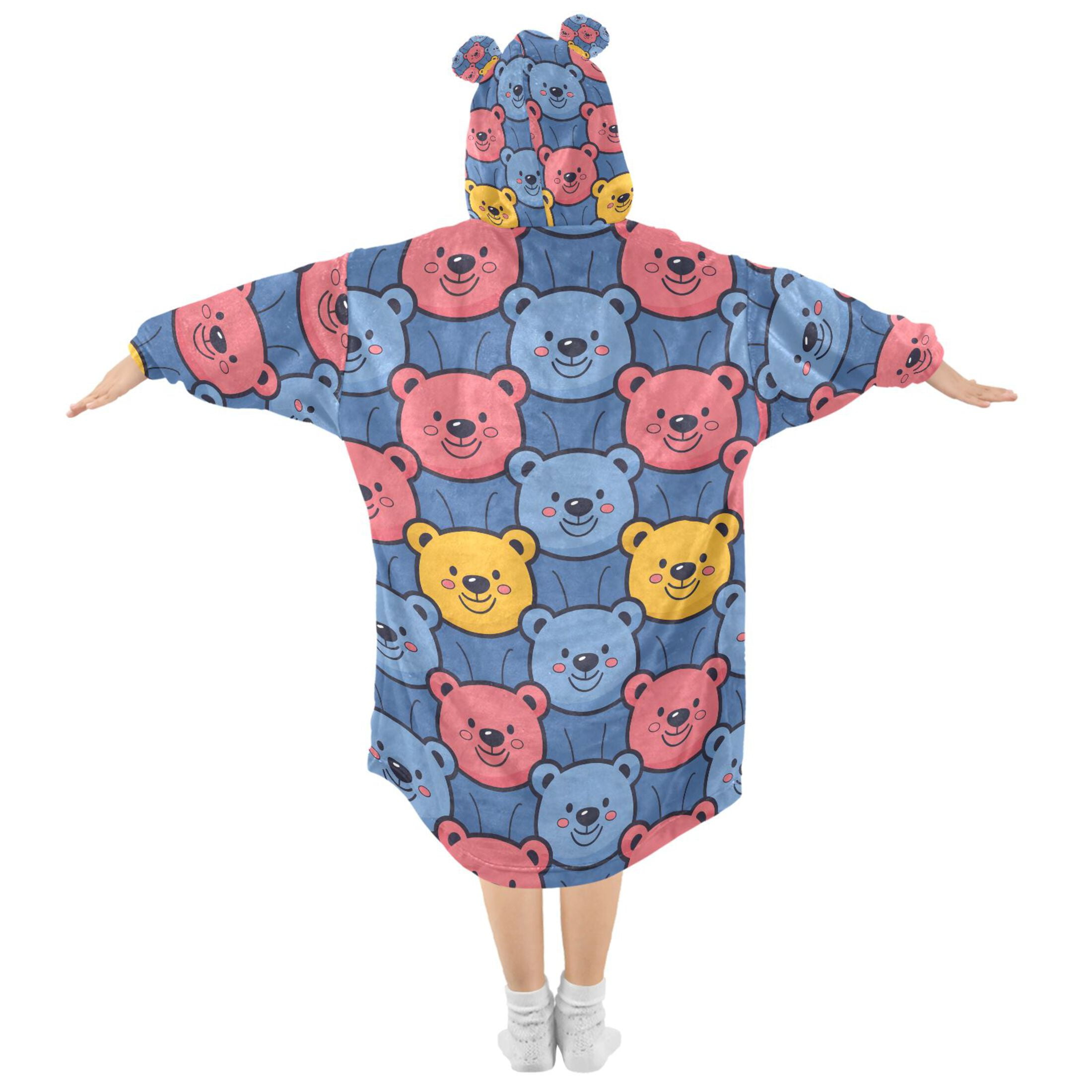 joogoo Blanket Hoodie for Cute Bears Oversize Sweatshirt 3-14 YR L