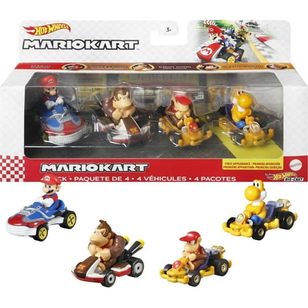 Hot Wheels Mario Kart Vehicle 4-Pack with 1 Exclusive Collectible Model