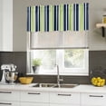 thumbnail image 5 of Navy Blue Green Striped Valances for Windows, Decorative Rod Pocket Window Valance Curtains, Modern Minimalist Ombre Lines Short Curtain Drapes for Kitchen/Living Room, 2 Panels, 60" W x 18" L, 5 of 8