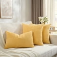 thumbnail image 5 of Fancy Homi Set of 2 Yellow Boho Decorative Throw Pillow Covers 18x18 inch for Living Room Bedroom Couch Bed Sofa, Modern Farmhouse Home Decor, Striped Patchwork Plaid Corduroy Accent Cushion Case, 5 of 5