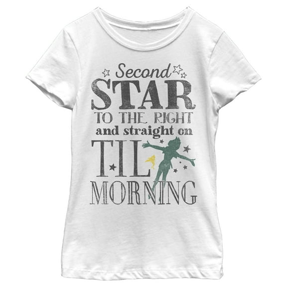 Girl's Peter Pan Second Star to the Right Graphic Tee White Large