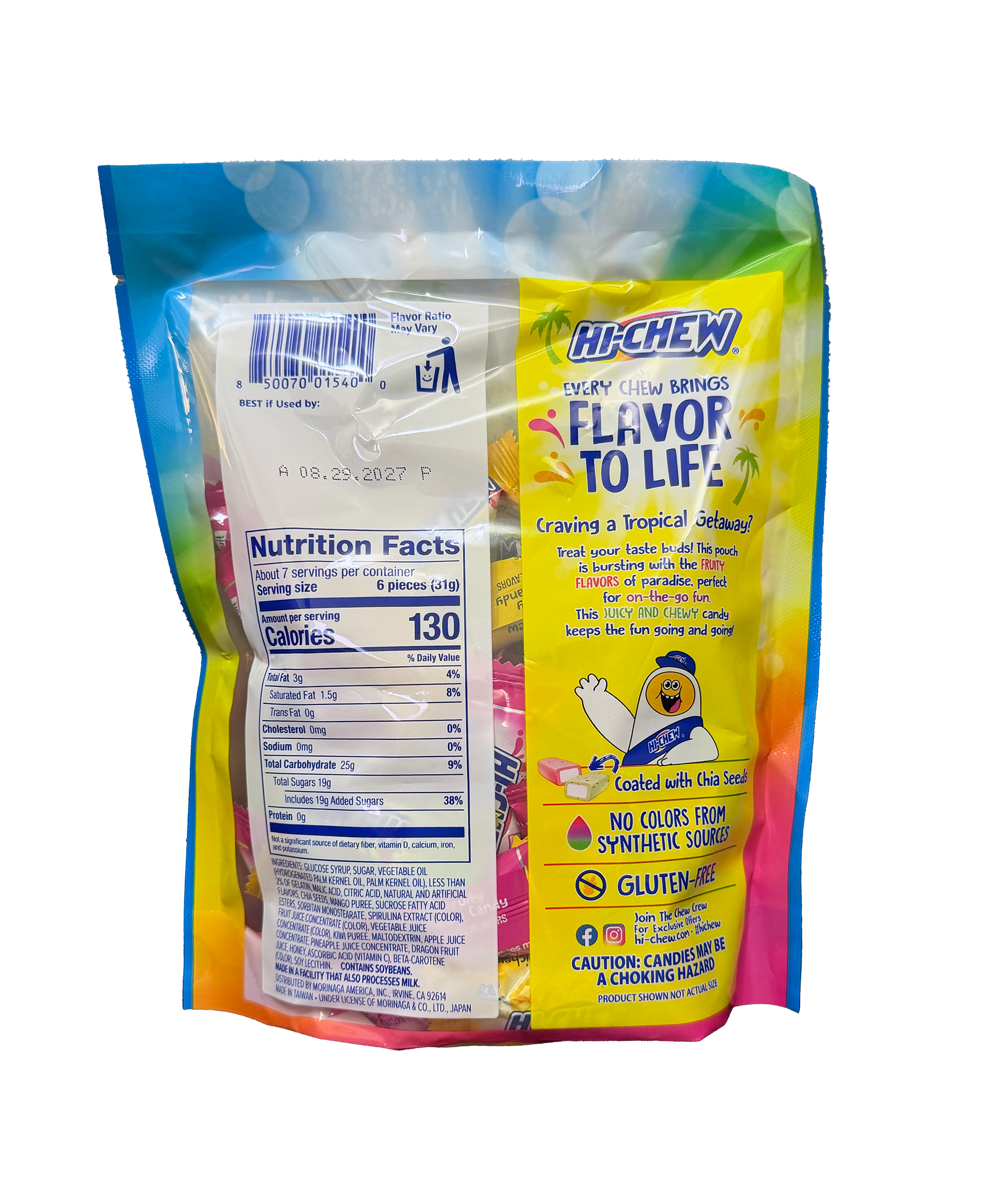 HI-CHEW Chewy Candy Tropical Mix Stand up Pouch, 7.23 oz