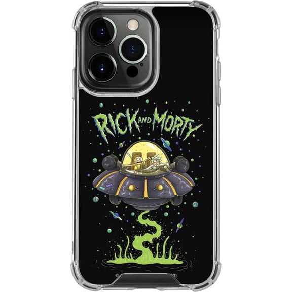Skinit Adult Swim Rick and Morty Spaceship iPhone 15 Pro Clear Case
