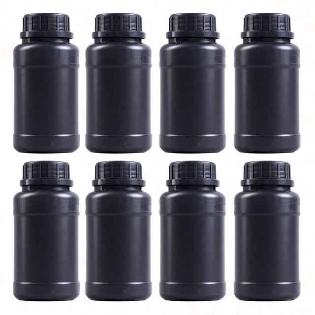 EeaseCA 8 Pcs Bouteilles d'Ingénierie Chimique Simples Durables en Plastique à l'Épreuve de la Lumière Supports pour Produits Chimiques Contenant de Rangement (Noir)