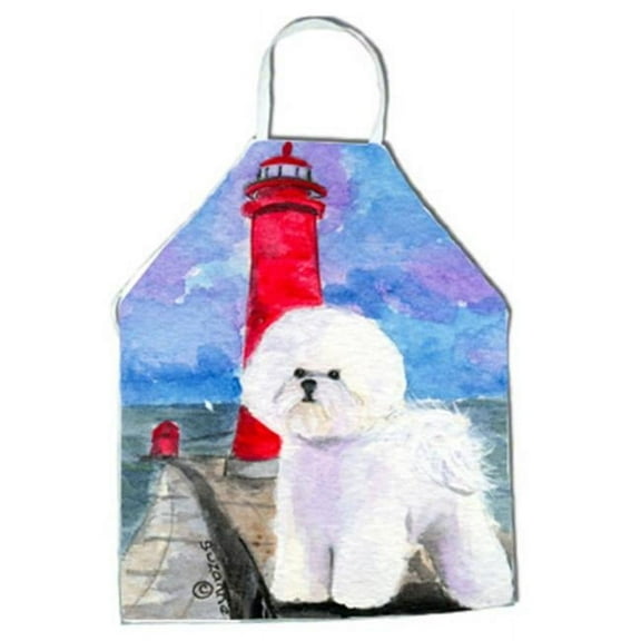 Lighthouse with Bichon Frise Apron - 27 x 31 in.