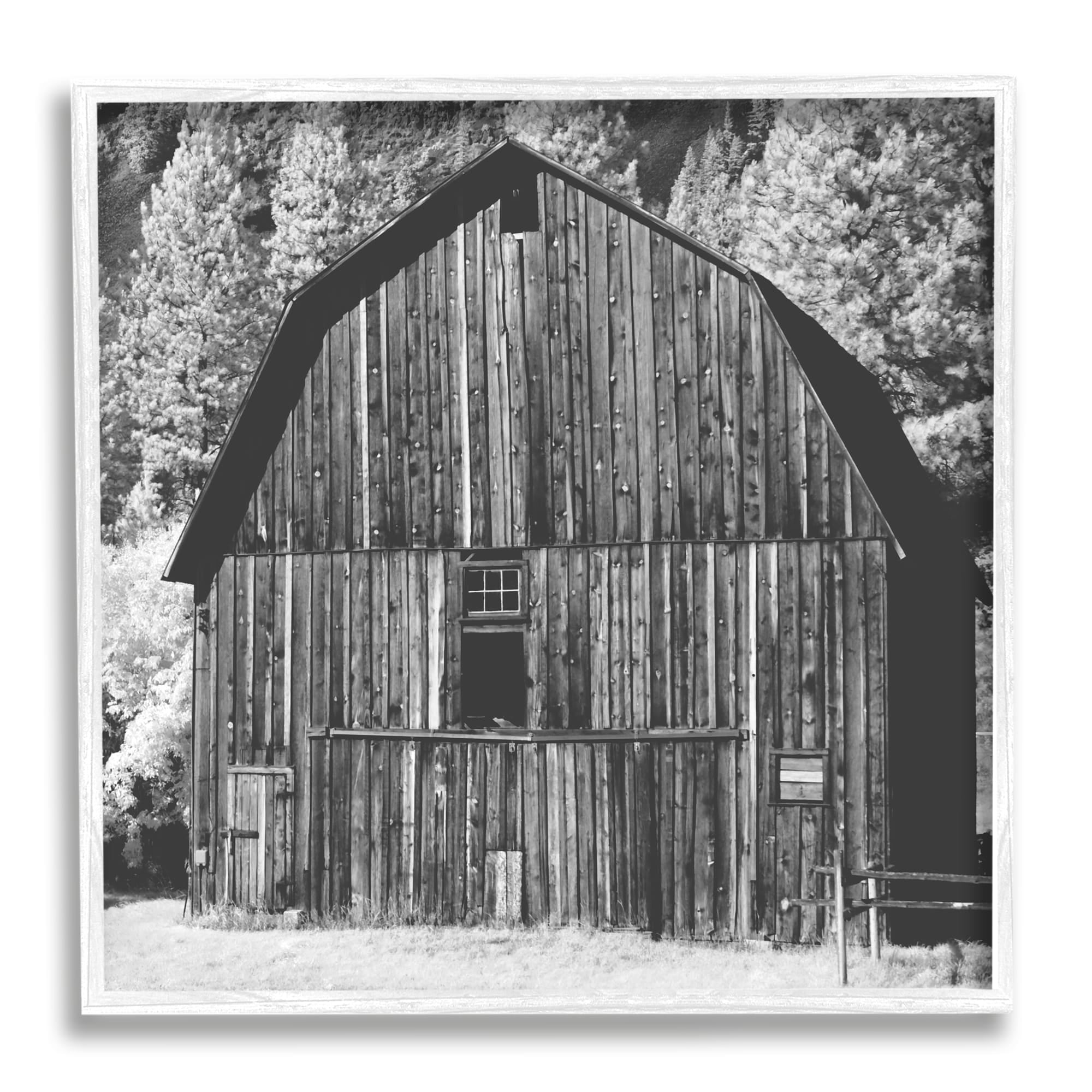 Stupell Industries Rustic Rural Barn Black & White Farm Photography Photograph White Framed Art Print Wall Art, Design by Daphne Polselli