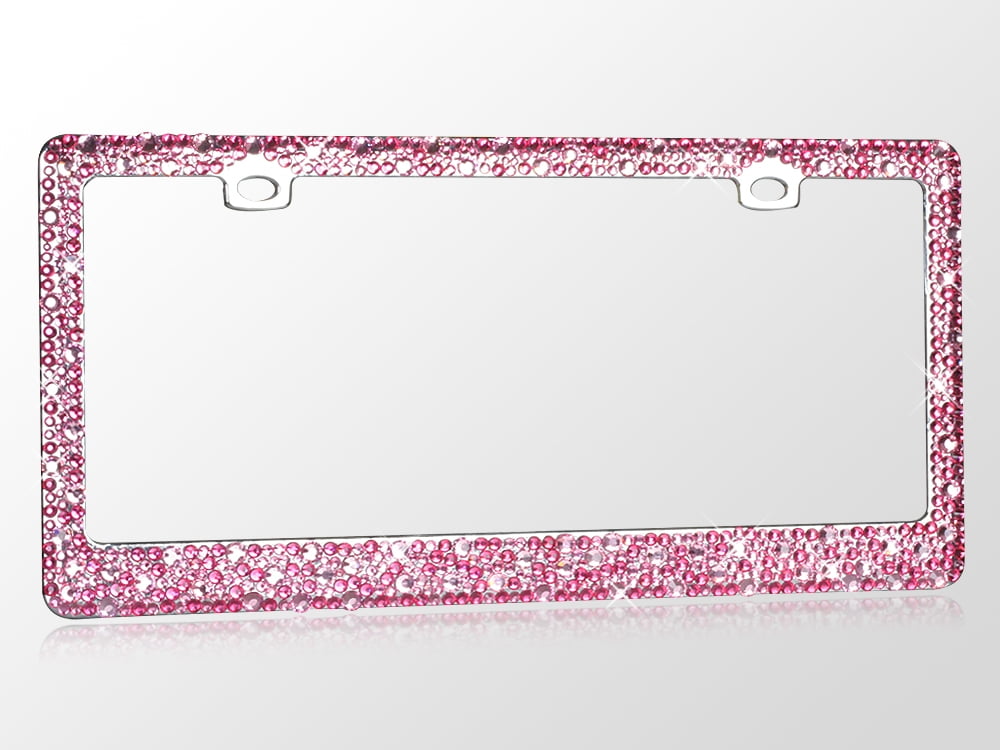 Jeweled Pink Rhinestone License Plate Frame