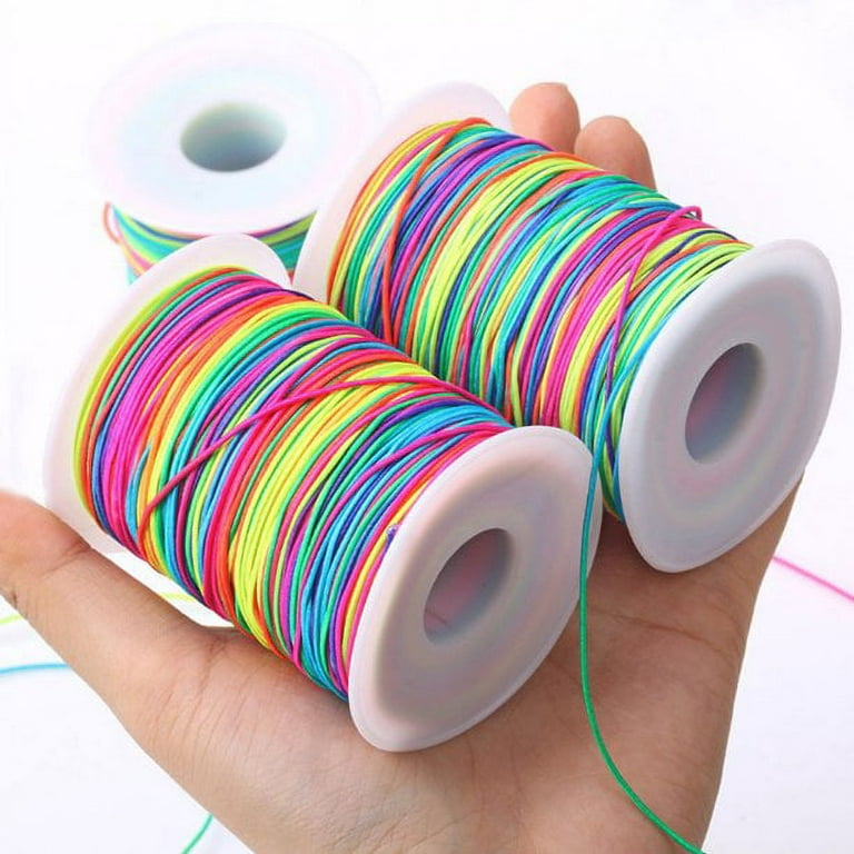 Artrylin Rainbow Elastic Cord Pony Bead String Rainbow Elastic String Bead Elastic  Cord Stretchy Bracelet String for Jewelry Bracelet Making, Necklace String  and Crafts, 100 Yard, 1mm 100 Meters 