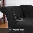thumbnail image 3 of Sillón chaise longue reclinable de terciopelo con respaldo izquierdo y botones, perfecto para dormitorio, salón u oficina, moderno y confortable, color negro, patas altas (HY801-83)., 3 of 8