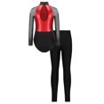 thumbnail image 2 of dPois Kids Girls Shiny Rhinestone Long Sleeve Gymnastics Leotard Athletic Ballet Dance Jumpsuit and Red 14, 2 of 7