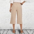 thumbnail image 7 of AINIYS High Waisted Linen Blend Tailored Capris Pants for Women Office Commute Daily Khaki M, 7 of 7