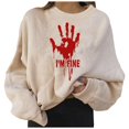 thumbnail image 1 of EHQJNJ Chandails en Molleton pour Femmes Sans Capuche Doux Mode Décontractée Manches Longues Col Rond Chandails en Molleton Imprimés Pull Sans Capuche Chandails en Molleton Surdimensionnés de Noël, 1 of 6