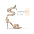 thumbnail image 3 of BLISSFUL STEP Printed Lace Up Stiletto Heels Sandals for Women Pink 7.5, 3 of 6