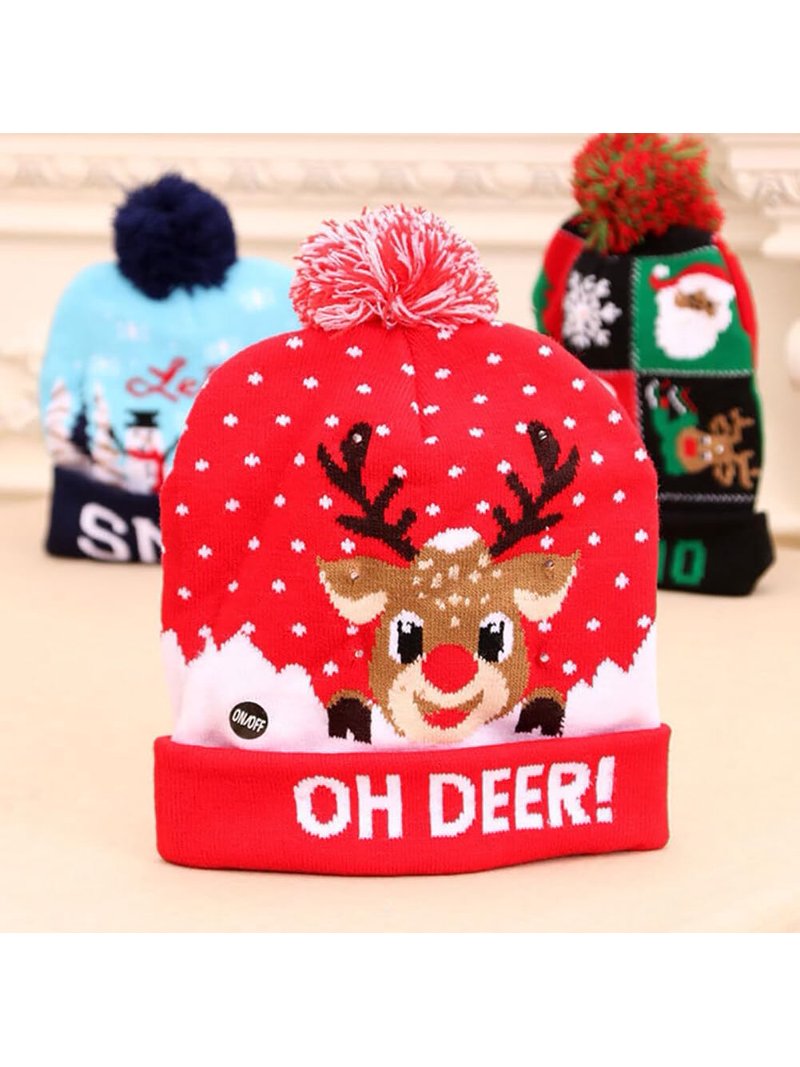 9 LED Light Up Christmas Beanie Hats Knitted Winter Hat for Party Adults 81kKt47HvGL._AC_UY1000_.jpg main image 3
