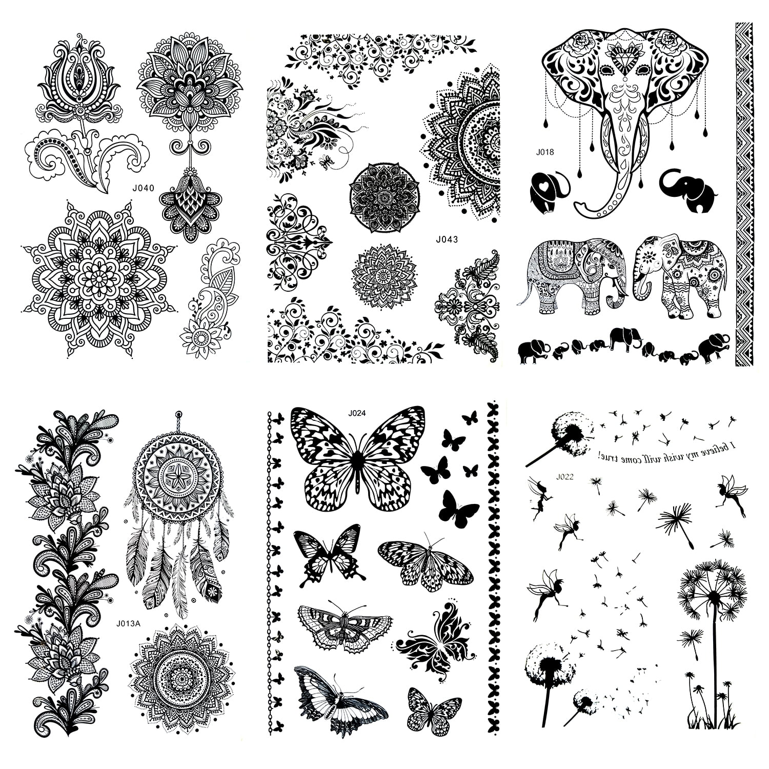 Henna Tattoo Stencils Body Art Face Paint Stencils 8 Sheets Henna Tattoo  Designs Templates Temporary Tattoo