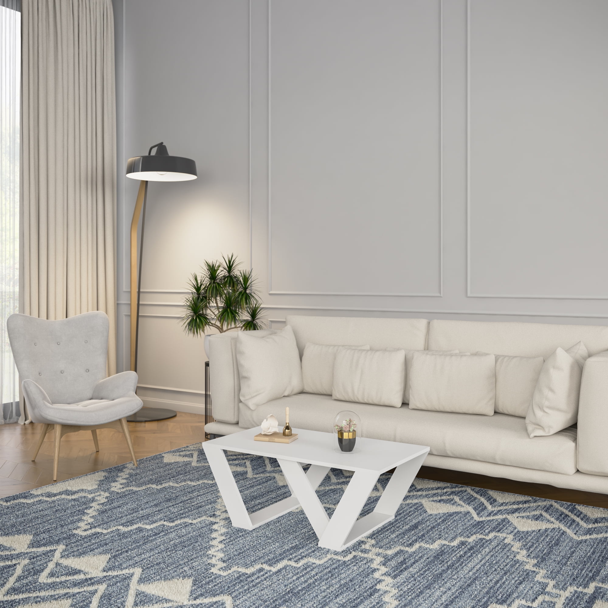 Ada Home Décor Modern Wooden Rectangle Coffee Table, White