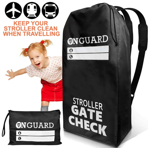 OnGuard Double Stroller Travel Bag - Waterproof Rip Resistant Polyester Compact - Stroller Bag Cover Accessories, Stroller Bag for Airplane, Stroller Gate Check Bag