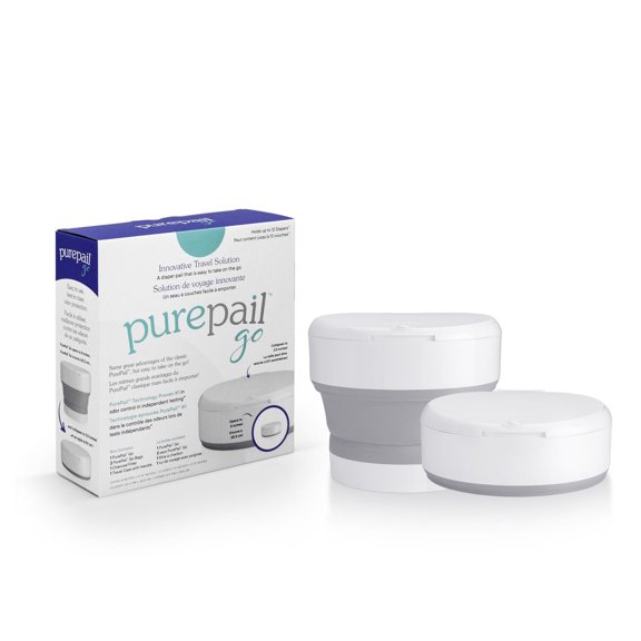 PurePail Go Travel Diaper Pail, White