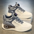 thumbnail image 5 of Men's All-Season High-Top Sneakers with Rotating Buckle Closure - Breathable PU & PVC Sole, Heavy-Duty Lace-Free Shoes for Casual, Running ,Cushioning - White/Black/Grey/Beige/Green/Golden Accent, 5 of 8