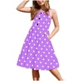 thumbnail image 2 of LOVZFMLL Robe d'Été Décontractée Sans Manches à Col Rond avec Boutons et Poches pour Filles de 2 à 12 Ans, 2 of 7