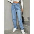 thumbnail image 2 of Women'S Casual High Waist Loose Jeans Middle Blue L, 2 of 8
