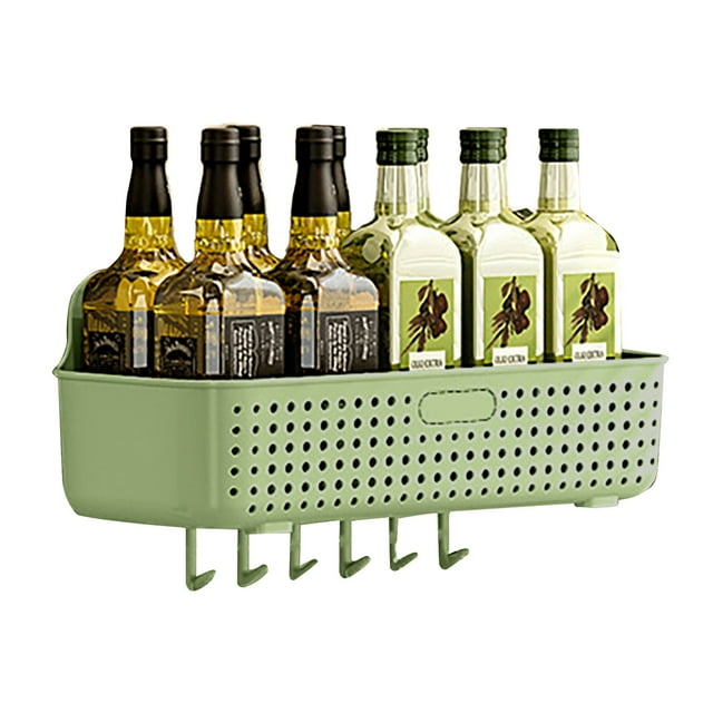 Wall Mounted Shower Caddy Organizer with Hooks for Bathroom Kitchen and Laundry Room Storage