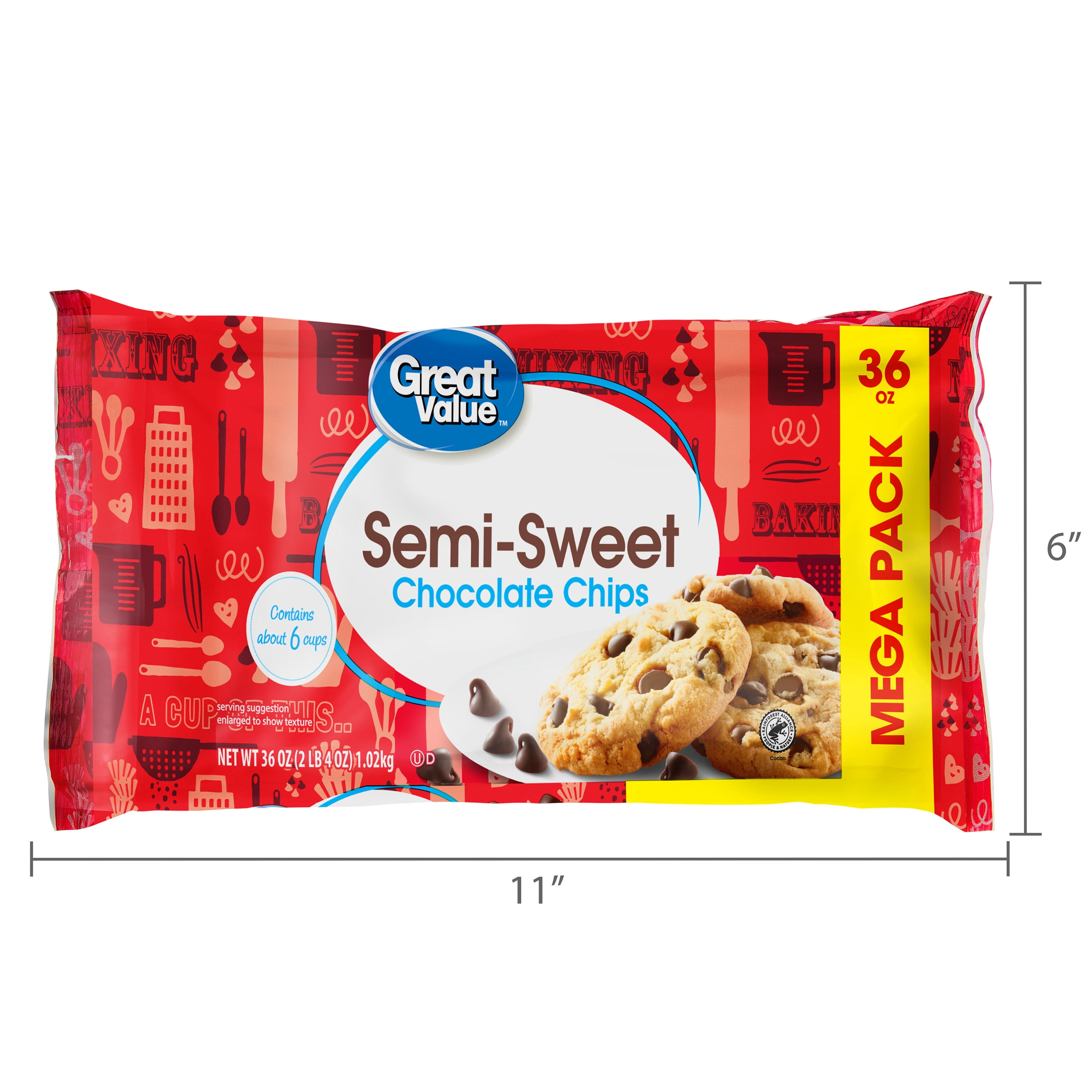 (2 pack) Great Value Semi Sweet Chocolate Chips, 36 oz Bag