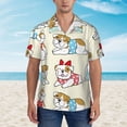 thumbnail image 2 of Bingfone Men's Short Sleeve Button Down Shirts Hawaiian Cute Bull Dog Printed Beach Shirt, 2 of 7