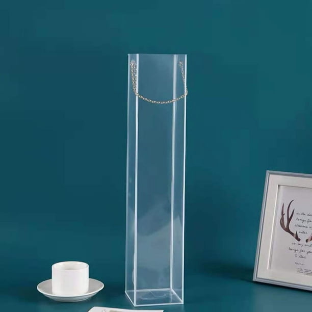 Zhuge Cajas de regalo, bolsas de embalaje, bolsa de una sola flor, bolsa de embalaje de flores de mano transparente de PVC, caja de regalo de embalaje de ramo (borde blanco)