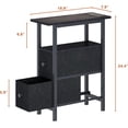 thumbnail image 3 of End Table Set 2 with Charging Station, Narrow Side Table with 2 Fabric Drawers, Skinny Nightstand with LED Light, Slim Bedside Table for Bedroom, Living Room, Small Spaces, Black, 3 of 16