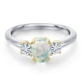 thumbnail image 3 of Gem Stone King 10K Two Tone Gold Simulated White Opal and White Moissanite Engagement Ring for Women | 1.32 Cttw | Oval Cabochon 7X5MM | Gemstone October Birthstone | Size 6, 3 of 7