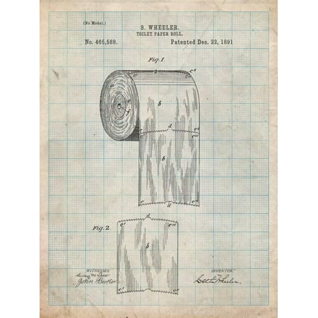 Humorous Golf Art - Toilet Paper Patent Blueprint Bathroom Humor Decor Print Wall Art By Cole Borders