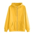thumbnail image 4 of Zip Up Hoodie Women 2026 Y2K Casual Long Sleeve Oversized Hooded Sweatshirts Fall Winter Comfy Jackets with Pockets Yellow XL, 4 of 5