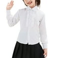 thumbnail image 2 of Uniform Shirts for Girls Ruffle Princess Lace Collar Long Sleeve Button Down Bowknot Blouse White 4-6 Years, 2 of 8