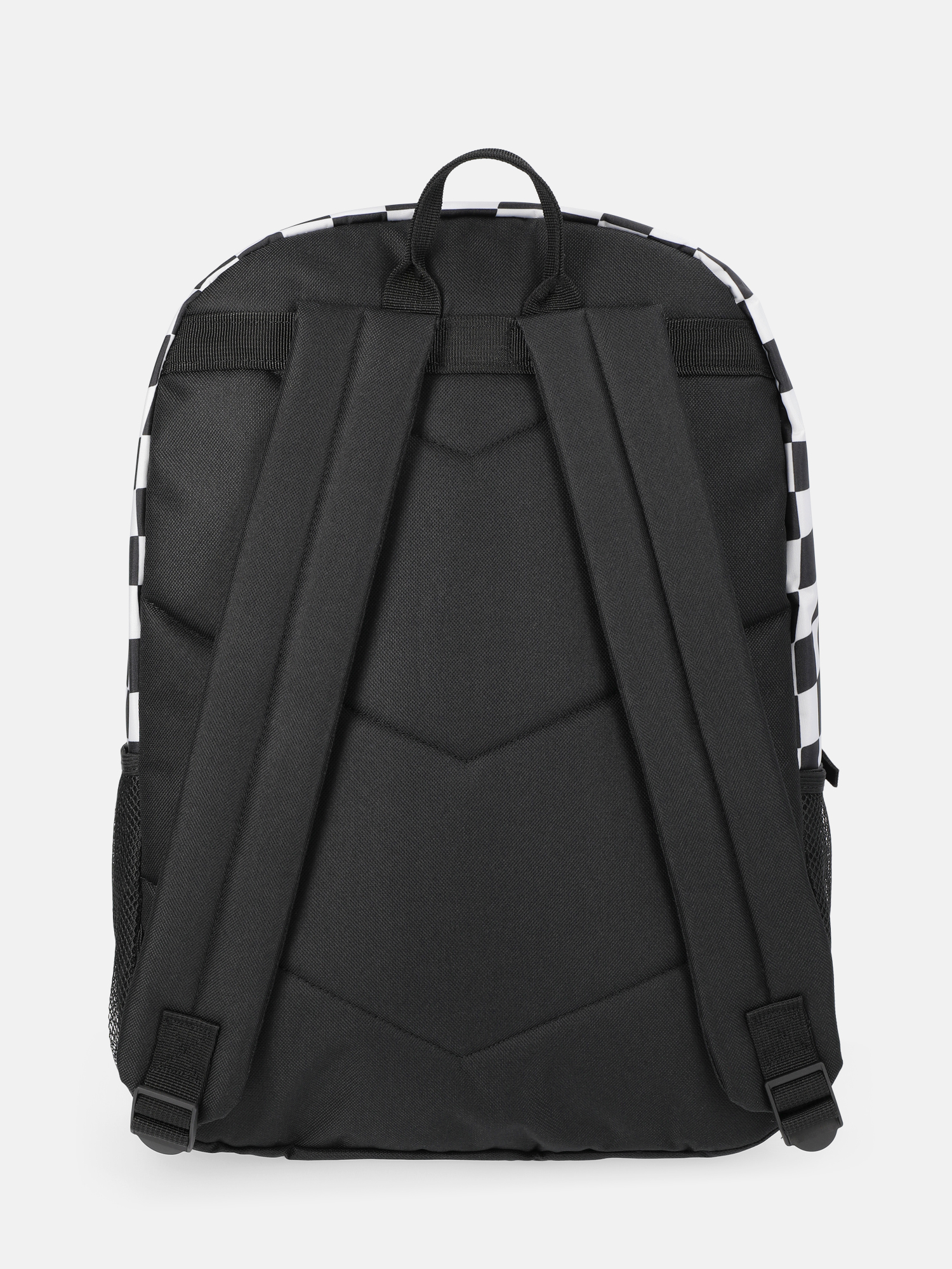 Mochila infantil de 17" con estampado de cuadros ópticos, blanco y negro 2
