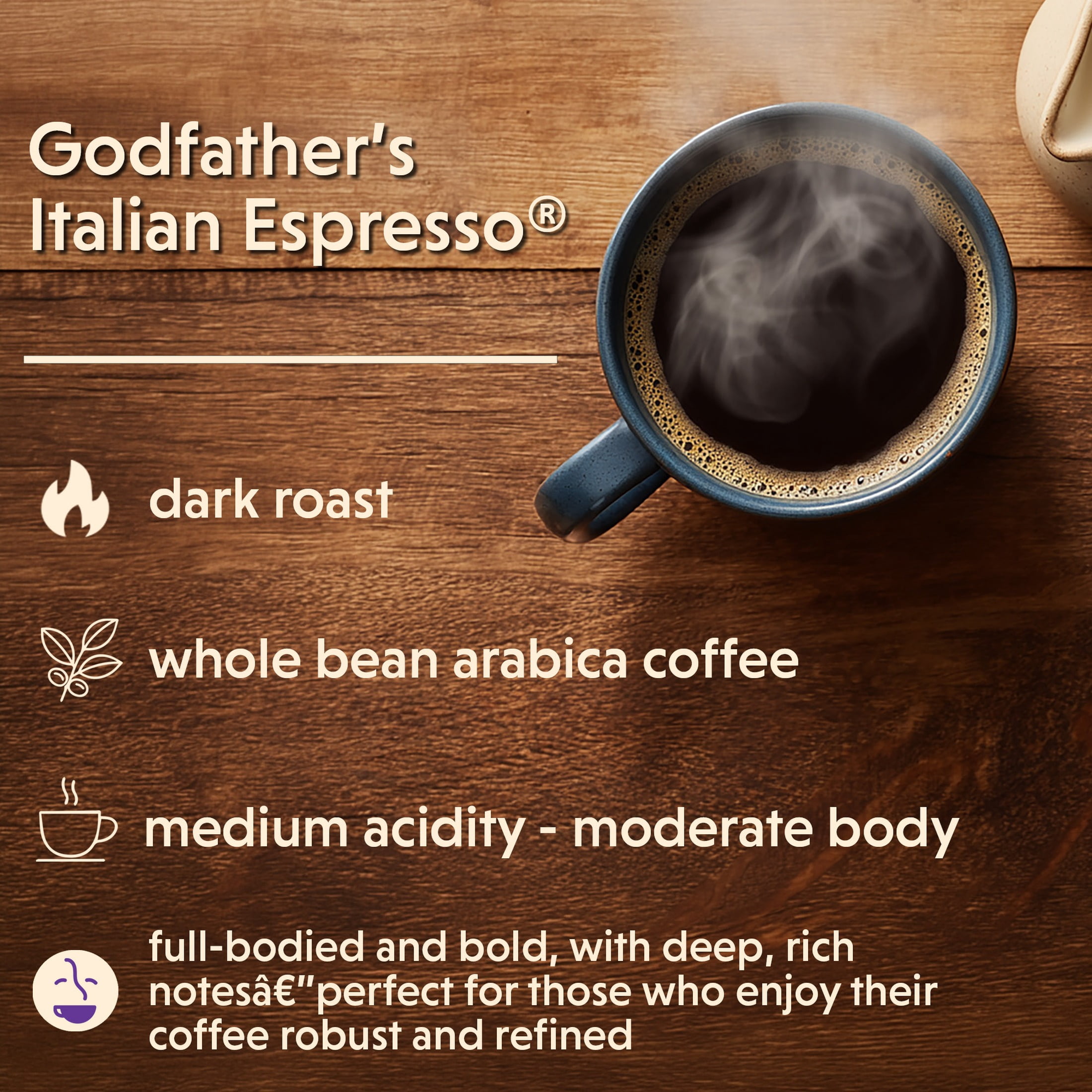 Coffee Bean Direct Godfather’s Italian Espresso®, Whole Bean Coffee, Dark Roast, 5 lb Bag