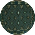 thumbnail image 1 of Ahgly Company Machine Washable Indoor Round Southwestern Turquoise Blue Country Area Rugs, 4' Round, 1 of 4