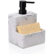 zccz Kitchen and Bathroom soap dispenser and sponge holder 2 in 1 White Marble
